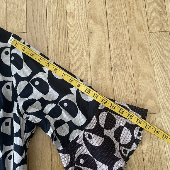 nwt FARM RIO for ANTHROPOLOGIE sz XL Geo Toucan Dress black Off white - Picture 14 of 16